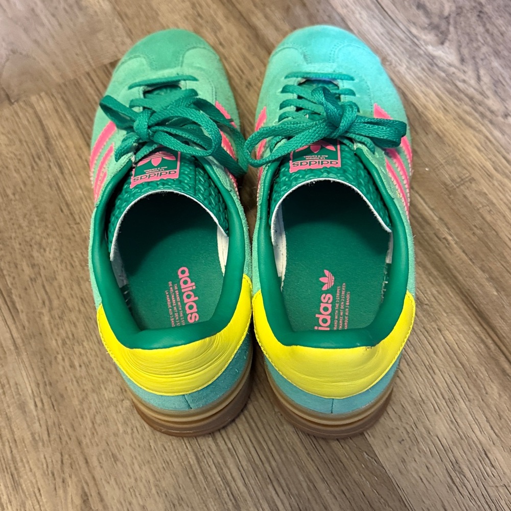 Adidas Gazelle Bold Sneaker platform green + pink womens size US 7 1/2 - Picture 2 of 5